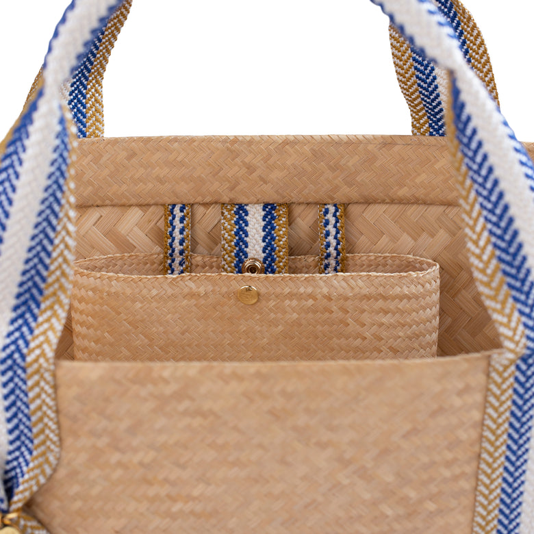 Large Mentawai Vegan Bamboo Tote Bag With Jacquard Strap by STELAR