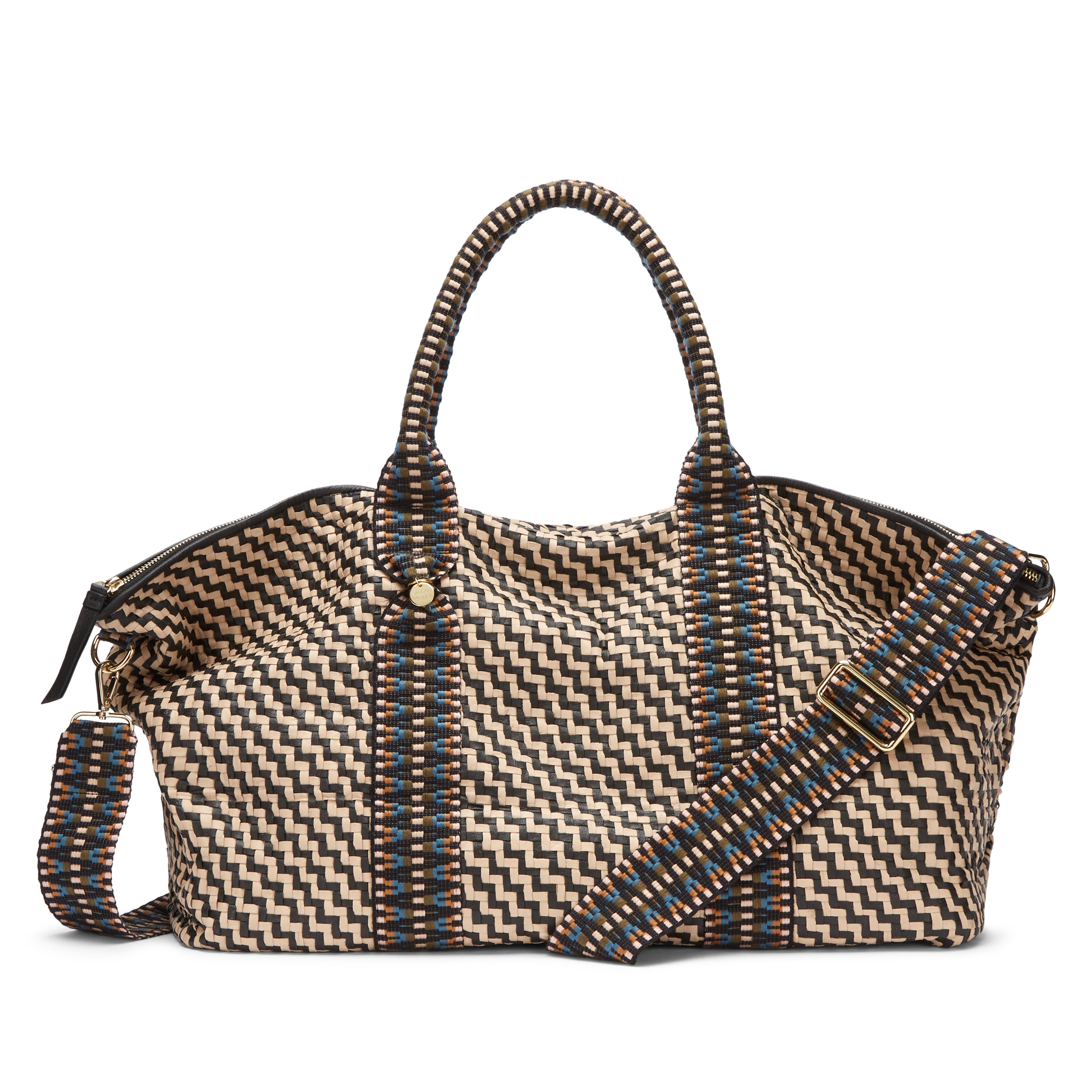 Saroka Weekender Bag in Mocha Hand Woven Leather by STELAR